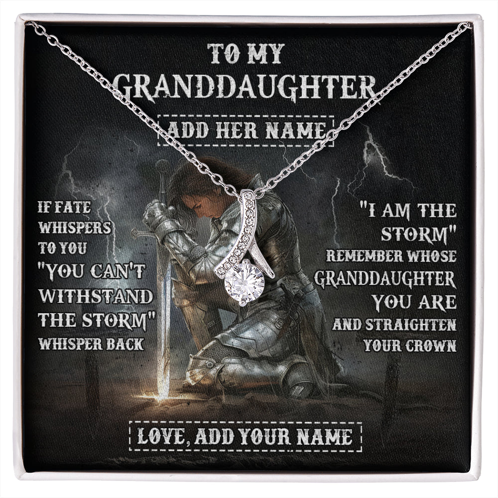 Personalized To My Granddaughter Necklace Women Warrior Knights Templar I Am The Storm Best Granddaughter Birthday Gifts Christmas Gift Box Message Card