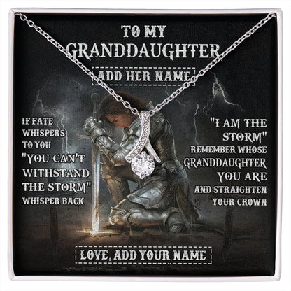Personalized To My Granddaughter Necklace Women Warrior Knights Templar I Am The Storm Best Granddaughter Birthday Gifts Christmas Gift Box Message Card