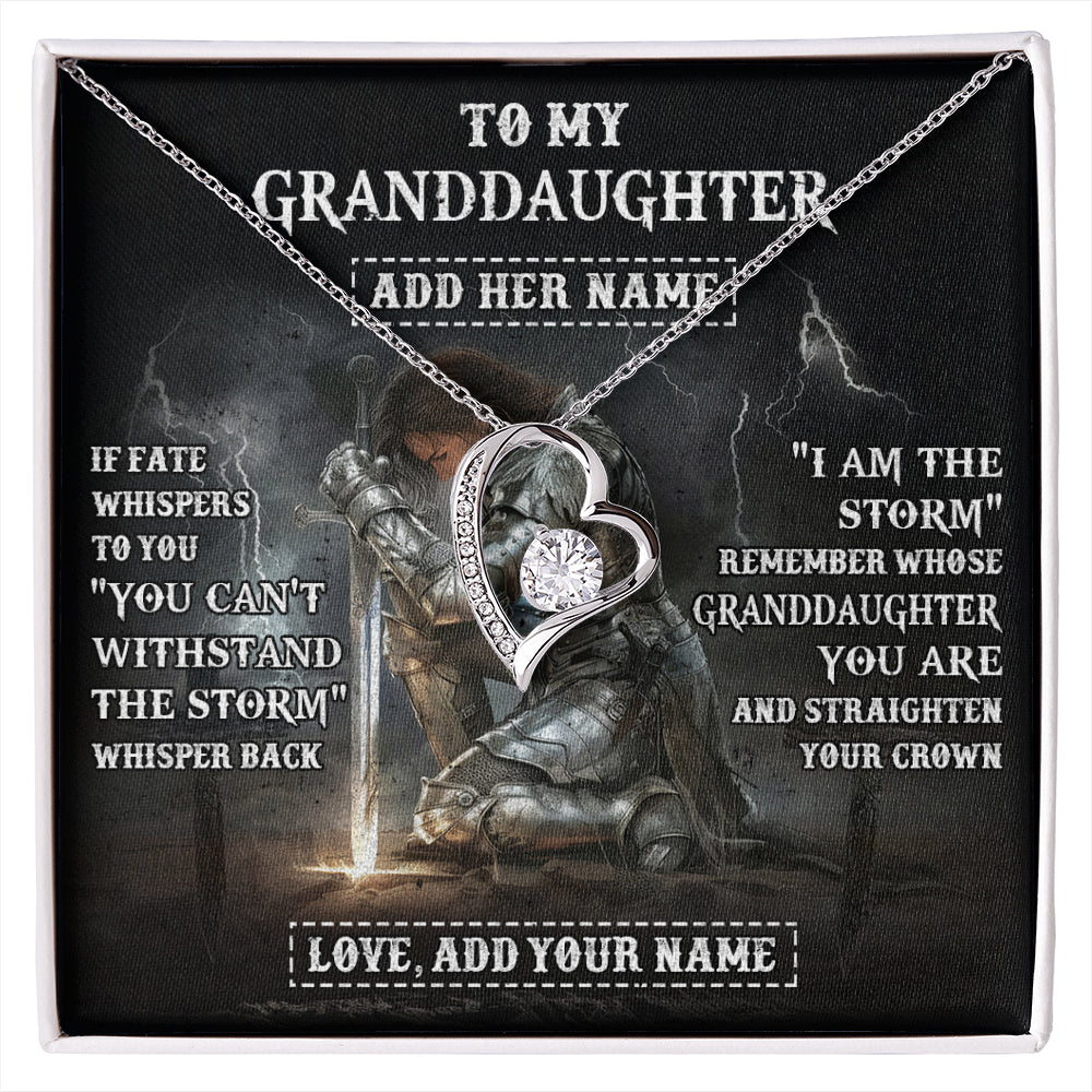 Personalized To My Granddaughter Necklace Women Warrior Knights Templar I Am The Storm Best Granddaughter Birthday Gifts Christmas Gift Box Message Card