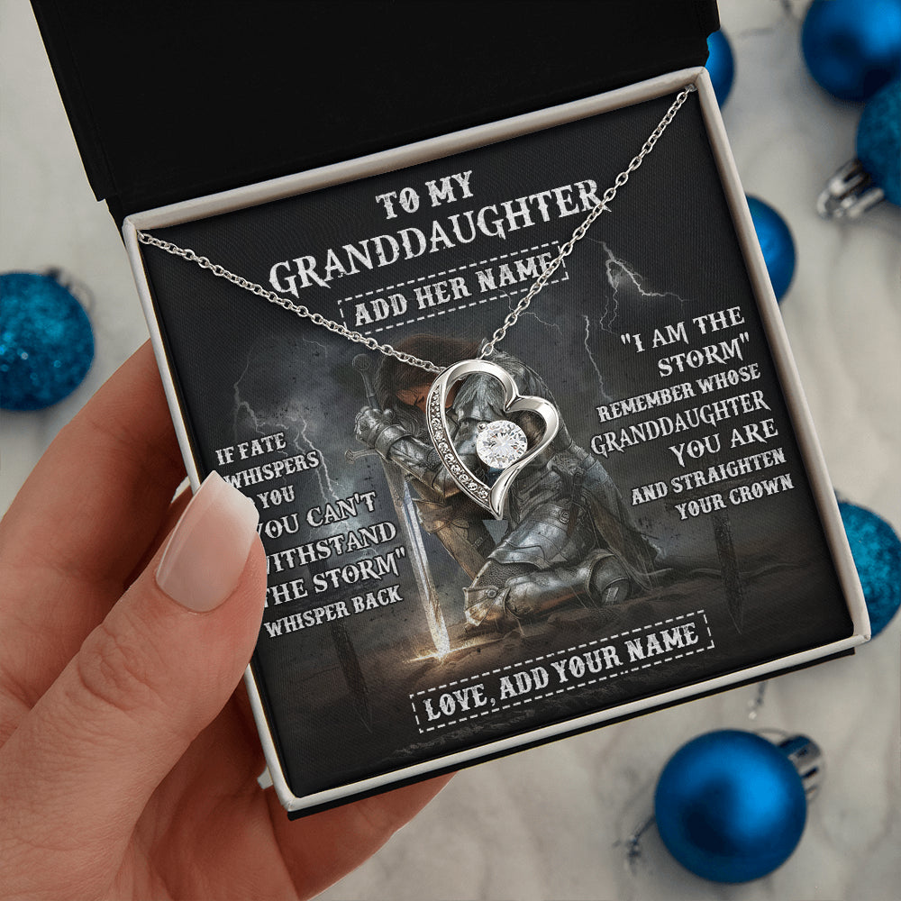 Personalized To My Granddaughter Necklace Women Warrior Knights Templar I Am The Storm Best Granddaughter Birthday Gifts Christmas Gift Box Message Card