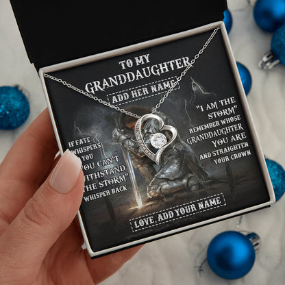 Personalized To My Granddaughter Necklace Women Warrior Knights Templar I Am The Storm Best Granddaughter Birthday Gifts Christmas Gift Box Message Card