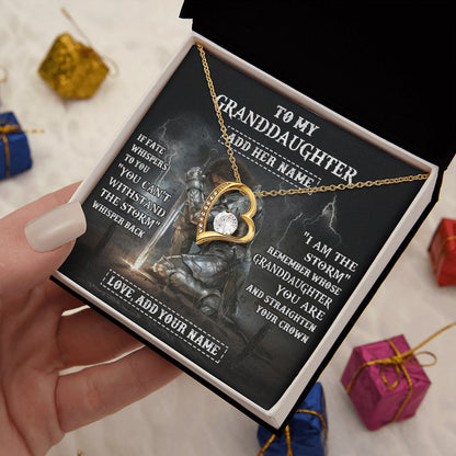 Personalized To My Granddaughter Necklace Women Warrior Knights Templar I Am The Storm Best Granddaughter Birthday Gifts Christmas Gift Box Message Card