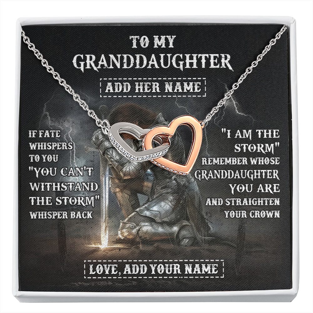 Personalized To My Granddaughter Necklace Women Warrior Knights Templar I Am The Storm Best Granddaughter Birthday Gifts Christmas Gift Box Message Card