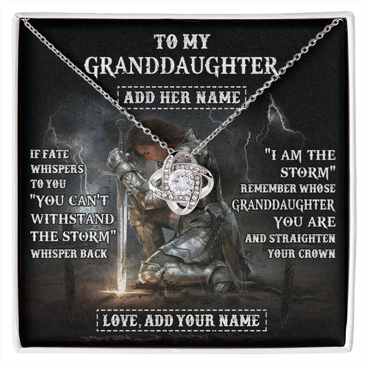 Personalized To My Granddaughter Necklace Women Warrior Knights Templar I Am The Storm Best Granddaughter Birthday Gifts Christmas Gift Box Message Card