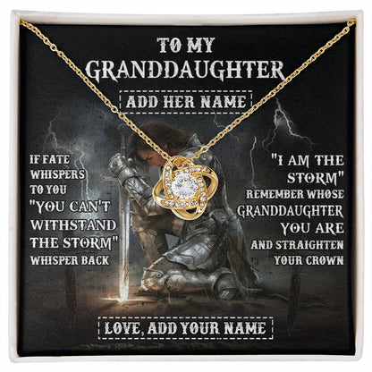 Personalized To My Granddaughter Necklace Women Warrior Knights Templar I Am The Storm Best Granddaughter Birthday Gifts Christmas Gift Box Message Card