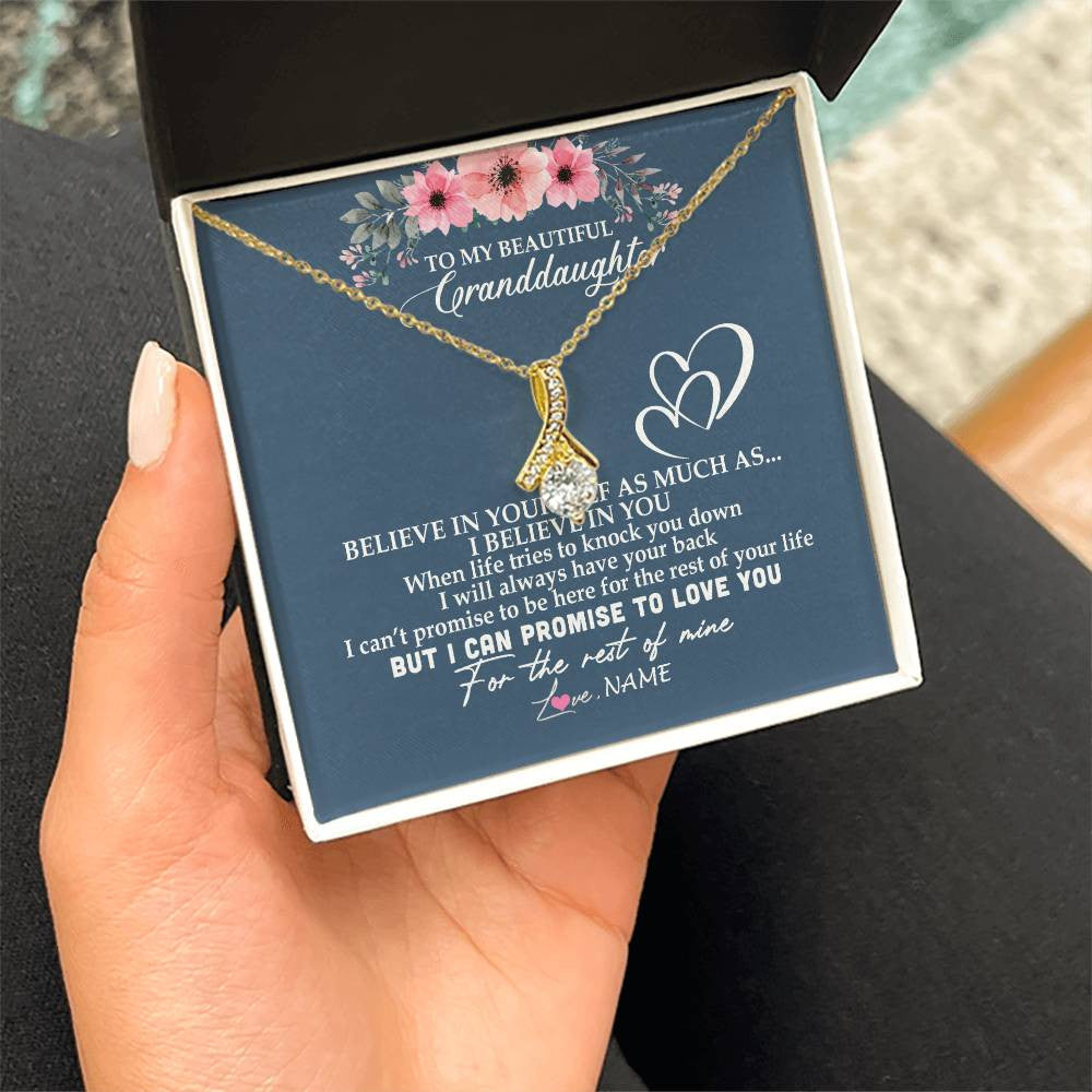 Personalized To My Granddaughter Necklace from Grandma Nana Papa Believe In Yourself Granddaughter Graduation Birthday Customized Message Card