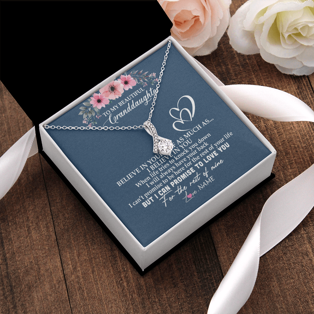 Personalized To My Granddaughter Necklace from Grandma Nana Papa Believe In Yourself Granddaughter Graduation Birthday Customized Message Card