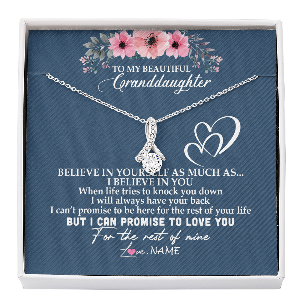 Personalized To My Granddaughter Necklace from Grandma Nana Papa Believe In Yourself Granddaughter Graduation Birthday Customized Message Card
