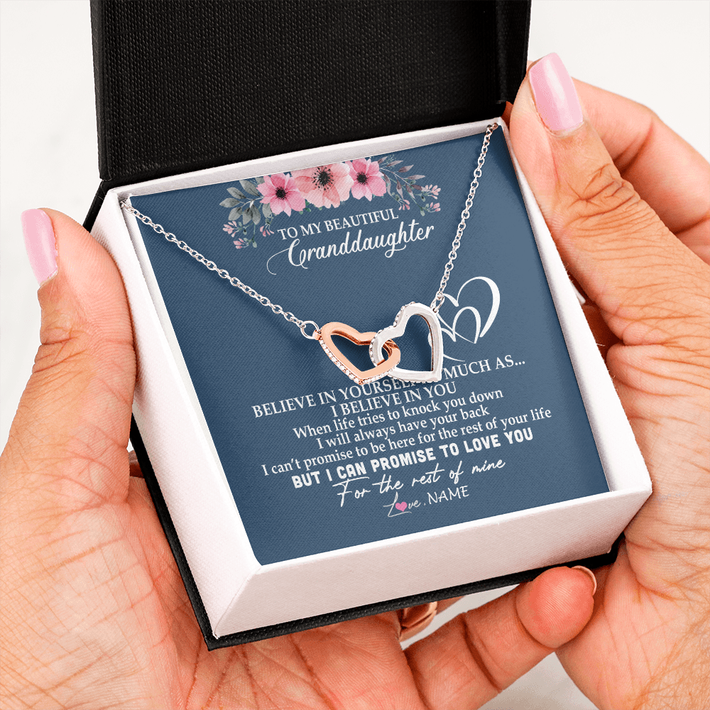 Personalized To My Granddaughter Necklace from Grandma Nana Papa Believe In Yourself Granddaughter Graduation Birthday Customized Message Card
