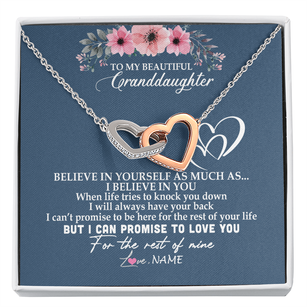 Personalized To My Granddaughter Necklace from Grandma Nana Papa Believe In Yourself Granddaughter Graduation Birthday Customized Message Card