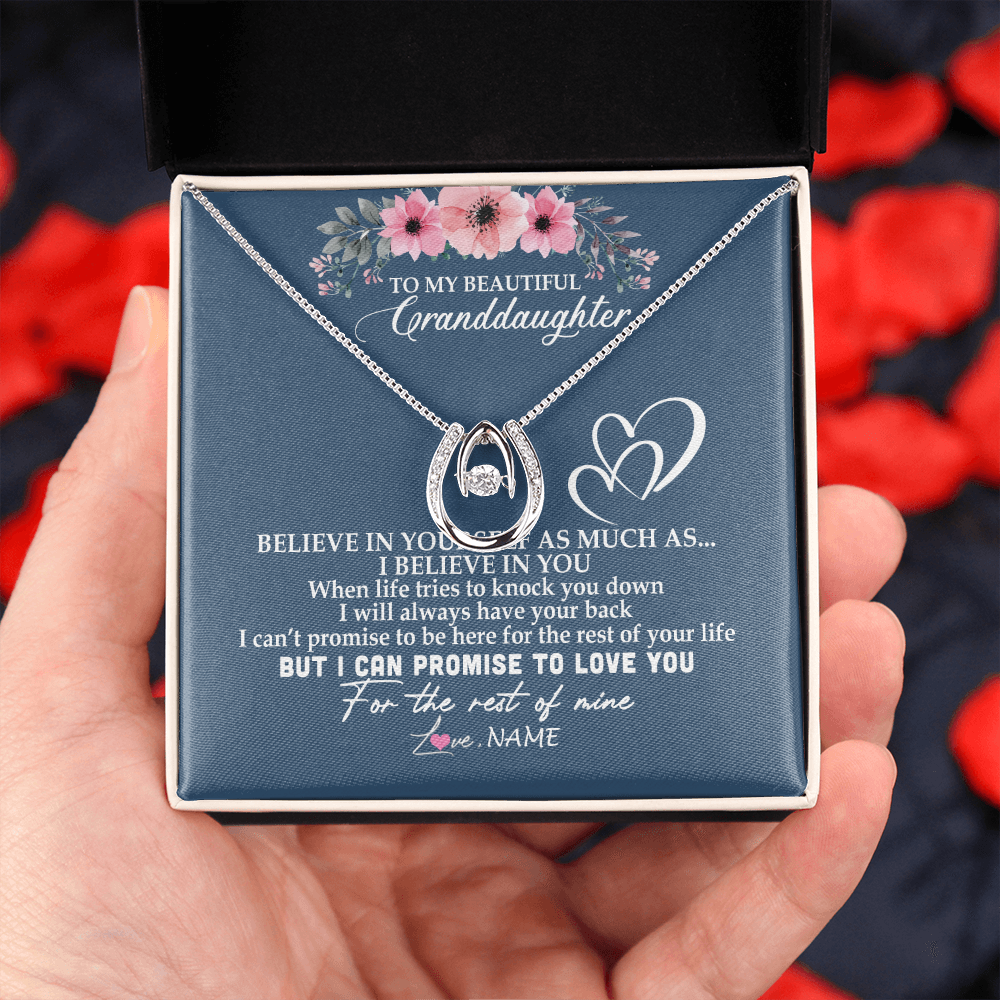 Personalized To My Granddaughter Necklace from Grandma Nana Papa Believe In Yourself Granddaughter Graduation Birthday Customized Message Card