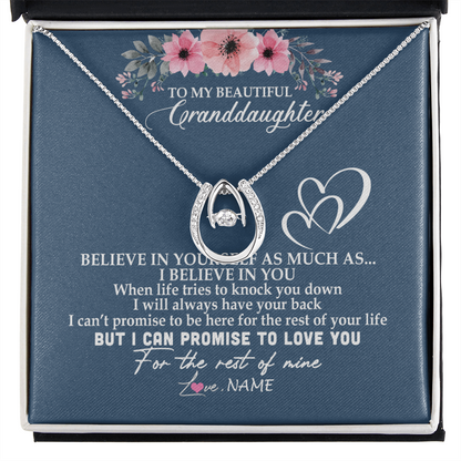 Personalized To My Granddaughter Necklace from Grandma Nana Papa Believe In Yourself Granddaughter Graduation Birthday Customized Message Card