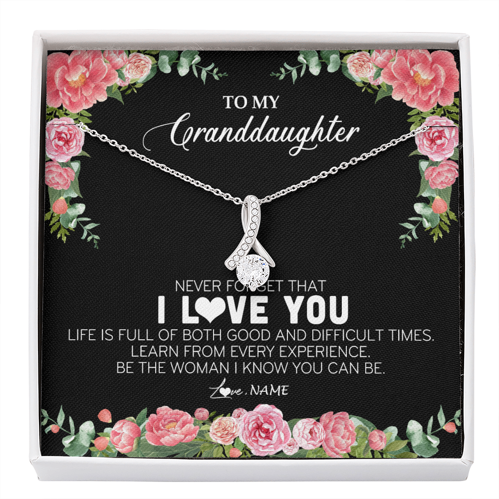 Personalized To My Granddaughter Necklace from Grandpa Papa Never Forget I Love You Floral Jewelry for Granddaughter Birthday Christmas Customized Message Card