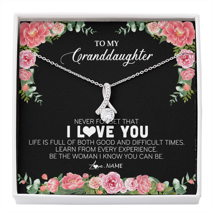 Personalized To My Granddaughter Necklace from Grandpa Papa Never Forget I Love You Floral Jewelry for Granddaughter Birthday Christmas Customized Message Card