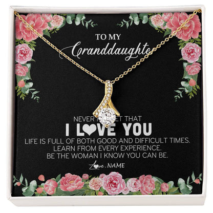 Personalized To My Granddaughter Necklace from Grandpa Papa Never Forget I Love You Floral Jewelry for Granddaughter Birthday Christmas Customized Message Card