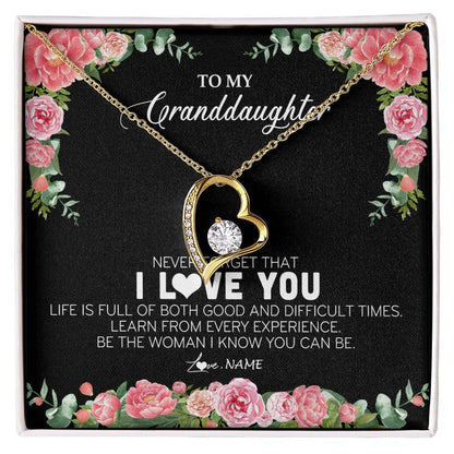 Personalized To My Granddaughter Necklace from Grandpa Papa Never Forget I Love You Floral Jewelry for Granddaughter Birthday Christmas Customized Message Card