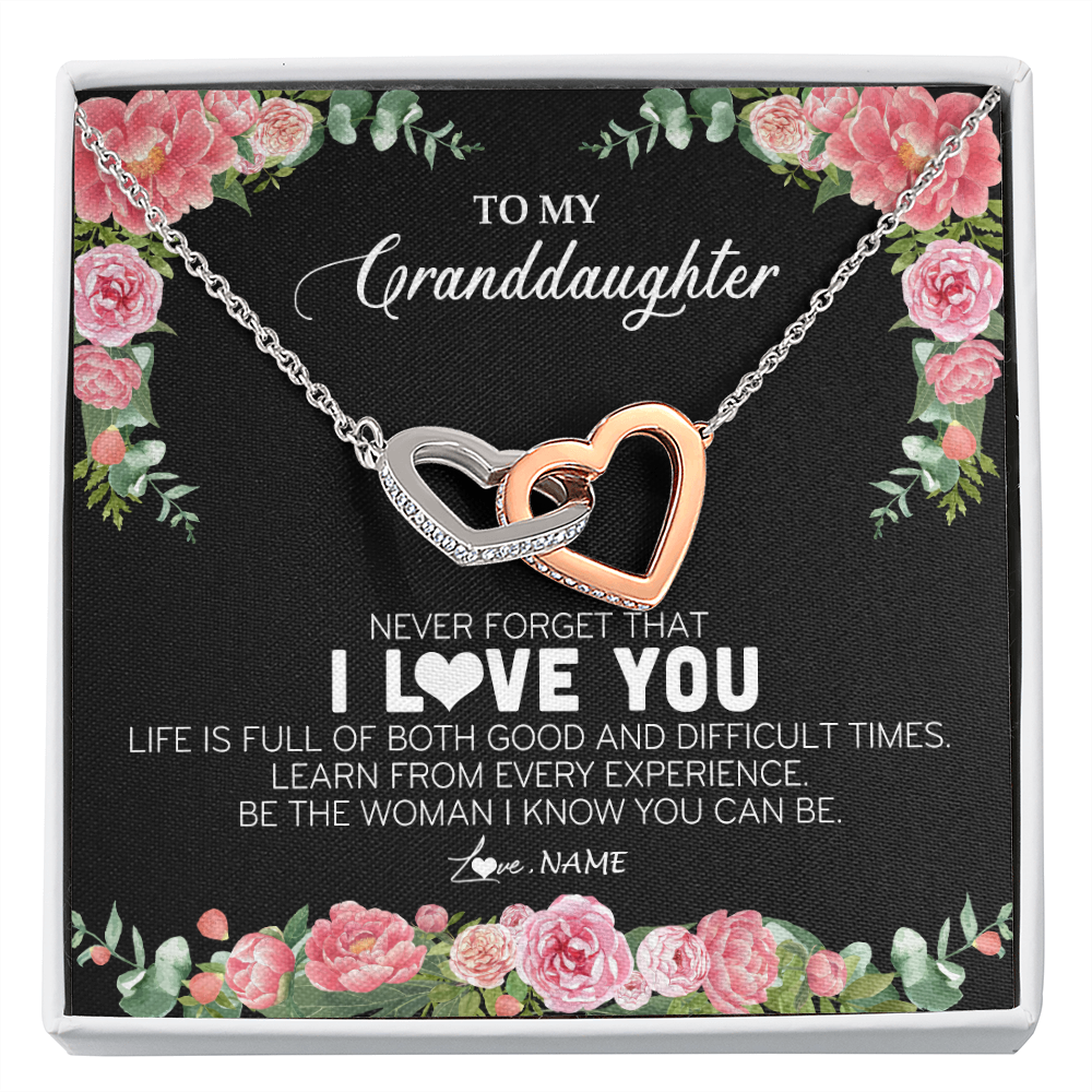 Personalized To My Granddaughter Necklace from Grandpa Papa Never Forget I Love You Floral Jewelry for Granddaughter Birthday Christmas Customized Message Card