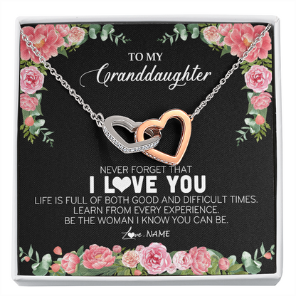Personalized To My Granddaughter Necklace from Grandpa Papa Never Forget I Love You Floral Jewelry for Granddaughter Birthday Christmas Customized Message Card