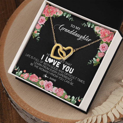 Personalized To My Granddaughter Necklace from Grandpa Papa Never Forget I Love You Floral Jewelry for Granddaughter Birthday Christmas Customized Message Card