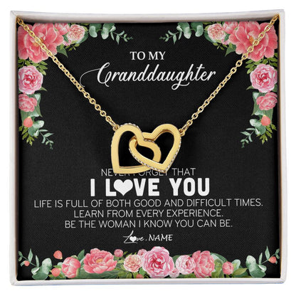Personalized To My Granddaughter Necklace from Grandpa Papa Never Forget I Love You Floral Jewelry for Granddaughter Birthday Christmas Customized Message Card