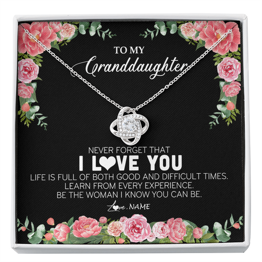 Personalized To My Granddaughter Necklace from Grandpa Papa Never Forget I Love You Floral Jewelry for Granddaughter Birthday Christmas Customized Message Card