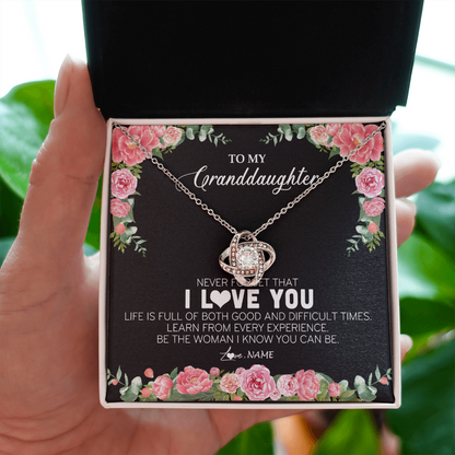 Personalized To My Granddaughter Necklace from Grandpa Papa Never Forget I Love You Floral Jewelry for Granddaughter Birthday Christmas Customized Message Card