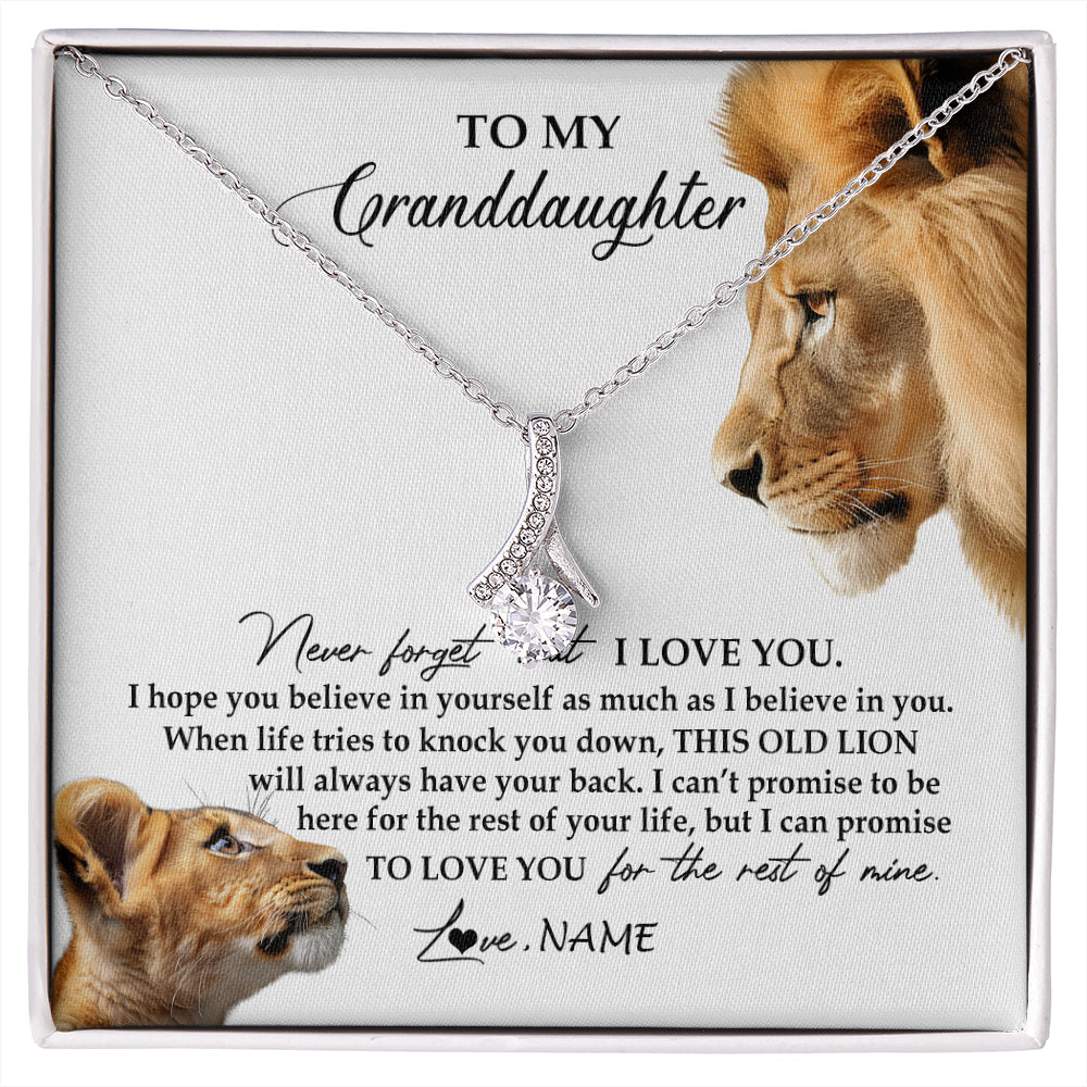 Personalized To My Granddaughter Necklace from Grandpa Papa Never Forget I Love You Lion Jewelry Granddaughter Birthday Christmas Customized Message Card