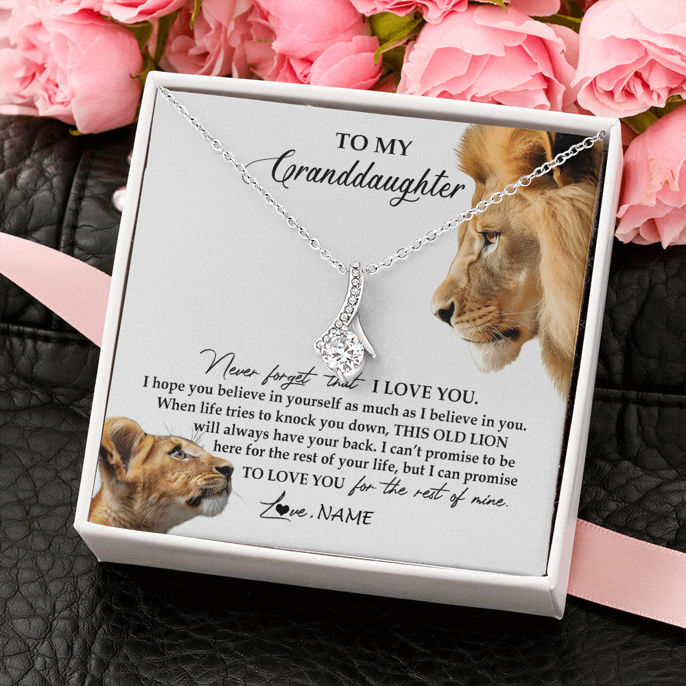 Personalized To My Granddaughter Necklace from Grandpa Papa Never Forget I Love You Lion Jewelry Granddaughter Birthday Christmas Customized Message Card