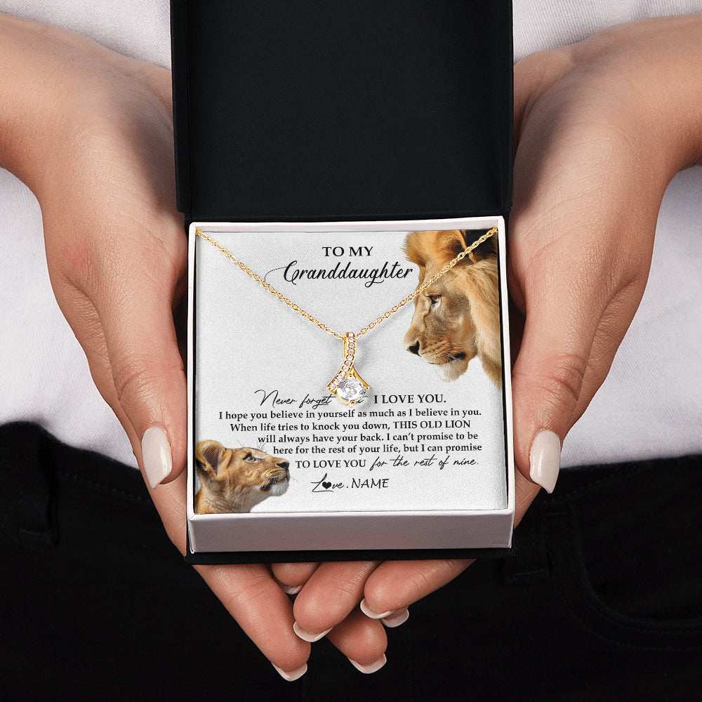 Personalized To My Granddaughter Necklace from Grandpa Papa Never Forget I Love You Lion Jewelry Granddaughter Birthday Christmas Customized Message Card