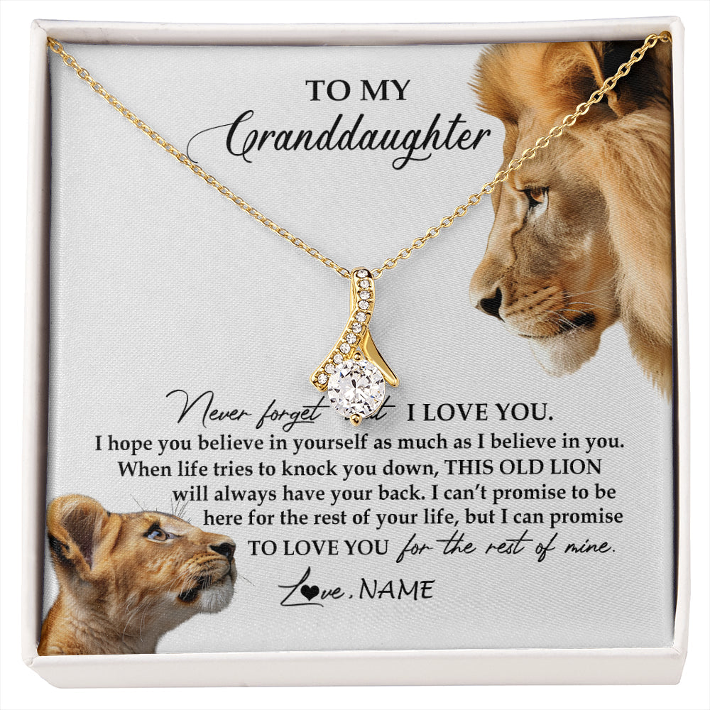 Personalized To My Granddaughter Necklace from Grandpa Papa Never Forget I Love You Lion Jewelry Granddaughter Birthday Christmas Customized Message Card