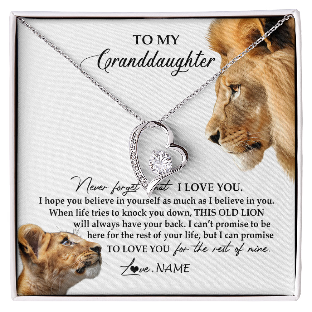 Personalized To My Granddaughter Necklace from Grandpa Papa Never Forget I Love You Lion Jewelry Granddaughter Birthday Christmas Customized Message Card