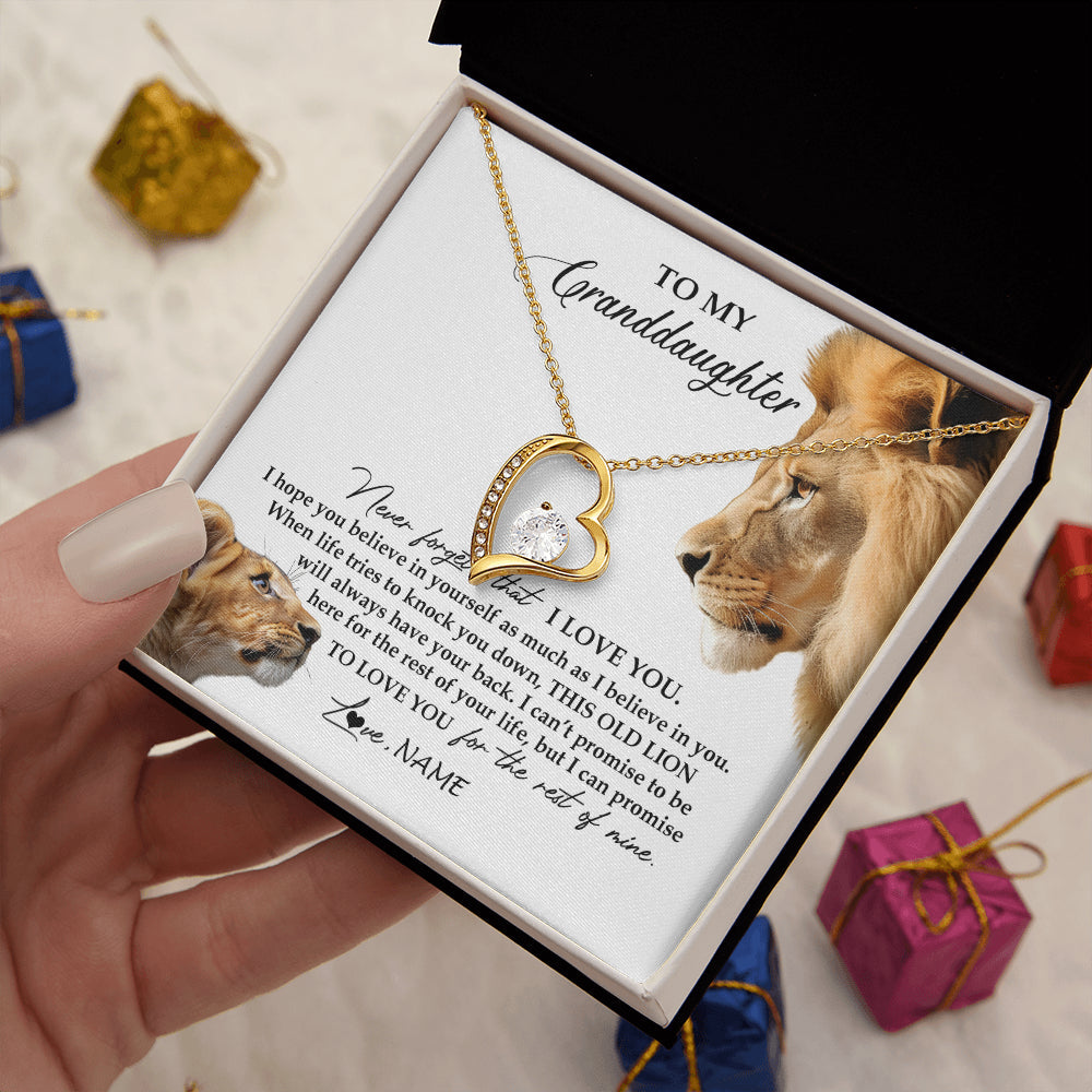 Personalized To My Granddaughter Necklace from Grandpa Papa Never Forget I Love You Lion Jewelry Granddaughter Birthday Christmas Customized Message Card