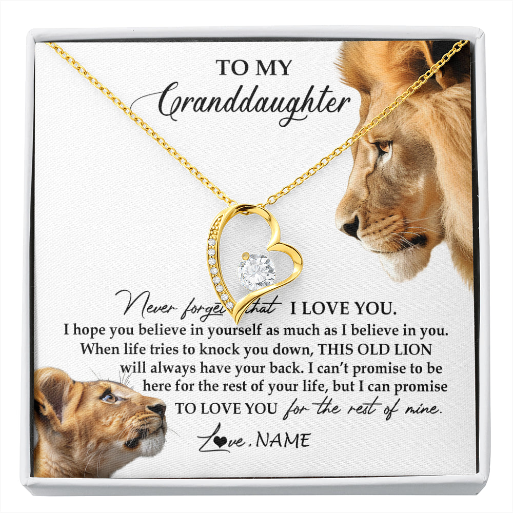 Personalized To My Granddaughter Necklace from Grandpa Papa Never Forget I Love You Lion Jewelry Granddaughter Birthday Christmas Customized Message Card