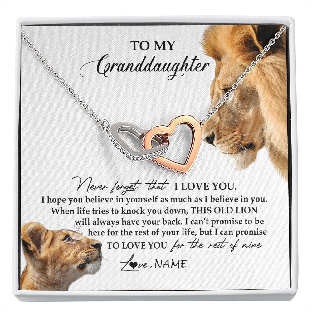 Personalized To My Granddaughter Necklace from Grandpa Papa Never Forget I Love You Lion Jewelry Granddaughter Birthday Christmas Customized Message Card