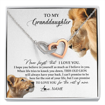 Personalized To My Granddaughter Necklace from Grandpa Papa Never Forget I Love You Lion Jewelry Granddaughter Birthday Christmas Customized Message Card