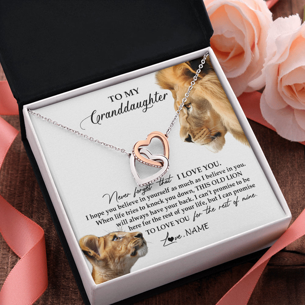Personalized To My Granddaughter Necklace from Grandpa Papa Never Forget I Love You Lion Jewelry Granddaughter Birthday Christmas Customized Message Card