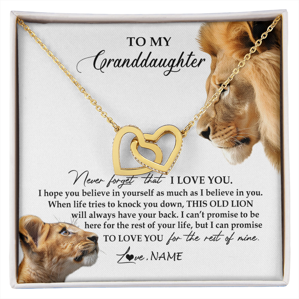 Personalized To My Granddaughter Necklace from Grandpa Papa Never Forget I Love You Lion Jewelry Granddaughter Birthday Christmas Customized Message Card