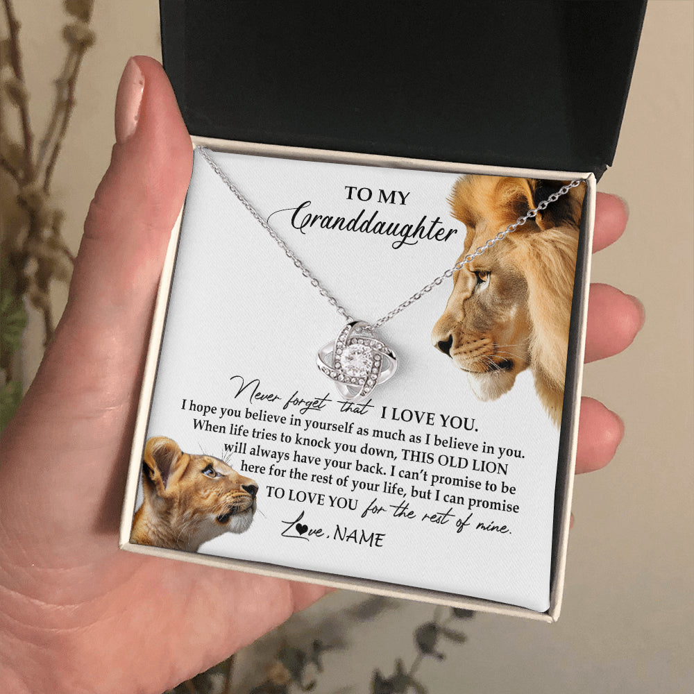 Personalized To My Granddaughter Necklace from Grandpa Papa Never Forget I Love You Lion Jewelry Granddaughter Birthday Christmas Customized Message Card