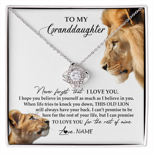 Personalized To My Granddaughter Necklace from Grandpa Papa Never Forget I Love You Lion Jewelry Granddaughter Birthday Christmas Customized Message Card
