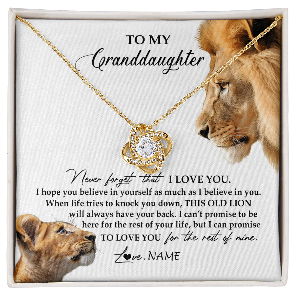 Personalized To My Granddaughter Necklace from Grandpa Papa Never Forget I Love You Lion Jewelry Granddaughter Birthday Christmas Customized Message Card