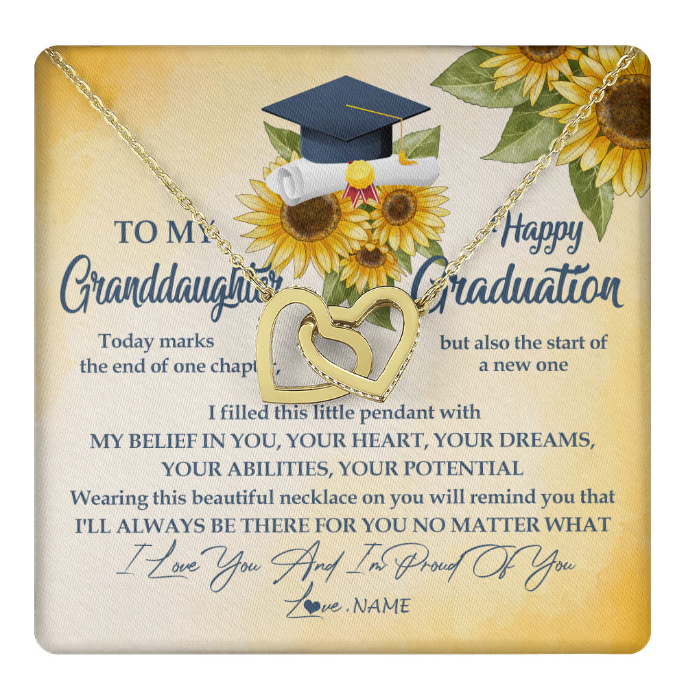 Personalized To My Granddaughter On Her Graduation Day Necklace Flower I Love You I'm Proud Of You Class of 2025 Jewelry Customized Gift Box Message Card