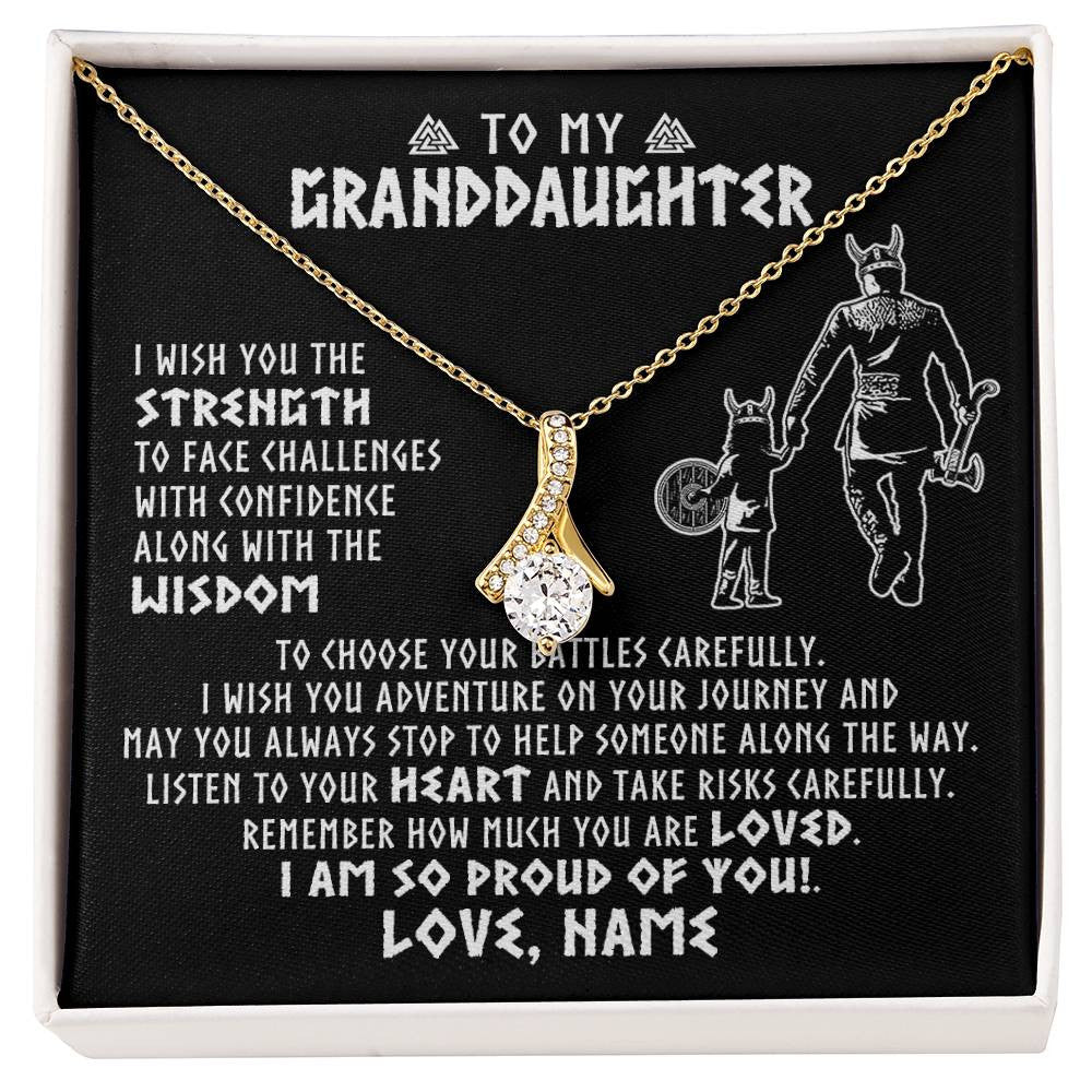 Personalized To My Granddaughter Viking Necklace From Papa Grandpa I Am So Proud Of You Runes Viking Birthday Christmas Customized Gift Box Message Card