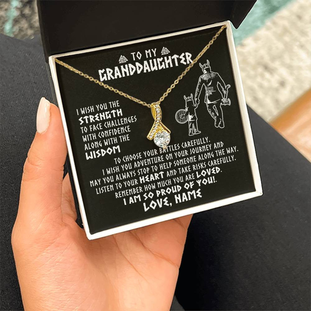Personalized To My Granddaughter Viking Necklace From Papa Grandpa I Am So Proud Of You Runes Viking Birthday Christmas Customized Gift Box Message Card
