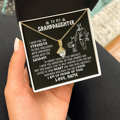 Personalized To My Granddaughter Viking Necklace From Papa Grandpa I Am So Proud Of You Runes Viking Birthday Christmas Customized Gift Box Message Card