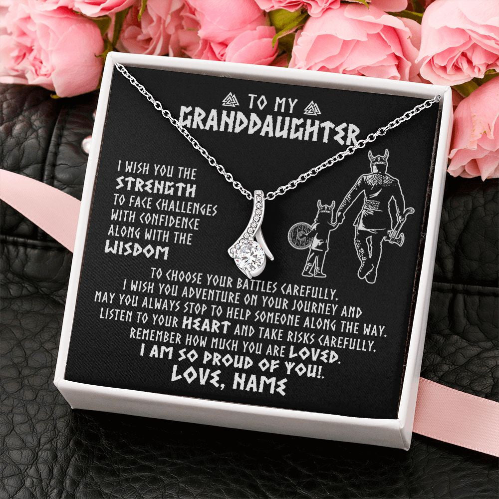 Personalized To My Granddaughter Viking Necklace From Papa Grandpa I Am So Proud Of You Runes Viking Birthday Christmas Customized Gift Box Message Card