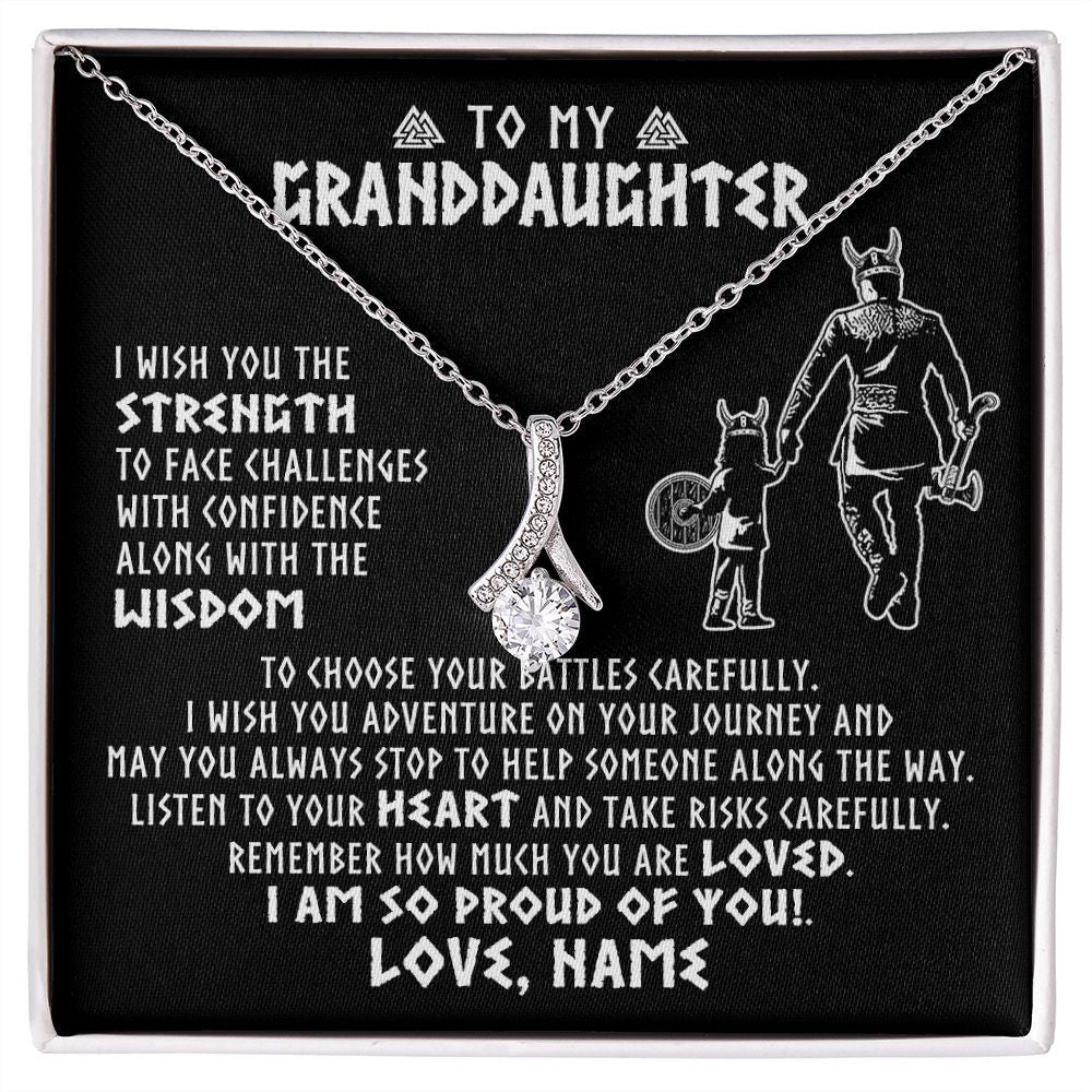 Personalized To My Granddaughter Viking Necklace From Papa Grandpa I Am So Proud Of You Runes Viking Birthday Christmas Customized Gift Box Message Card