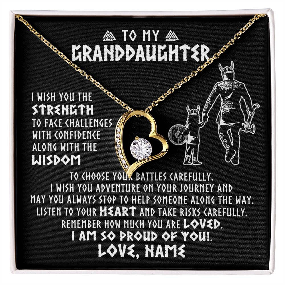Personalized To My Granddaughter Viking Necklace From Papa Grandpa I Am So Proud Of You Runes Viking Birthday Christmas Customized Gift Box Message Card