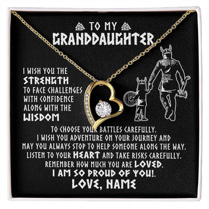 Personalized To My Granddaughter Viking Necklace From Papa Grandpa I Am So Proud Of You Runes Viking Birthday Christmas Customized Gift Box Message Card