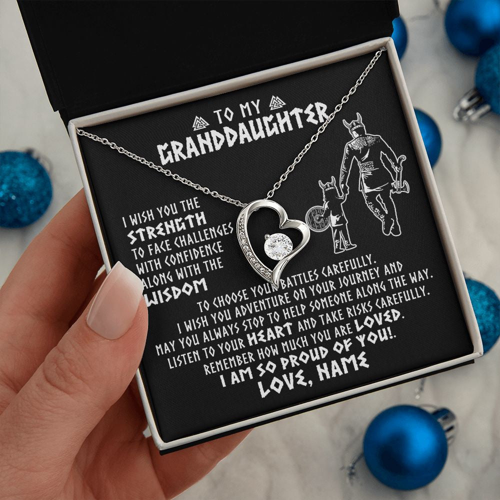 Personalized To My Granddaughter Viking Necklace From Papa Grandpa I Am So Proud Of You Runes Viking Birthday Christmas Customized Gift Box Message Card