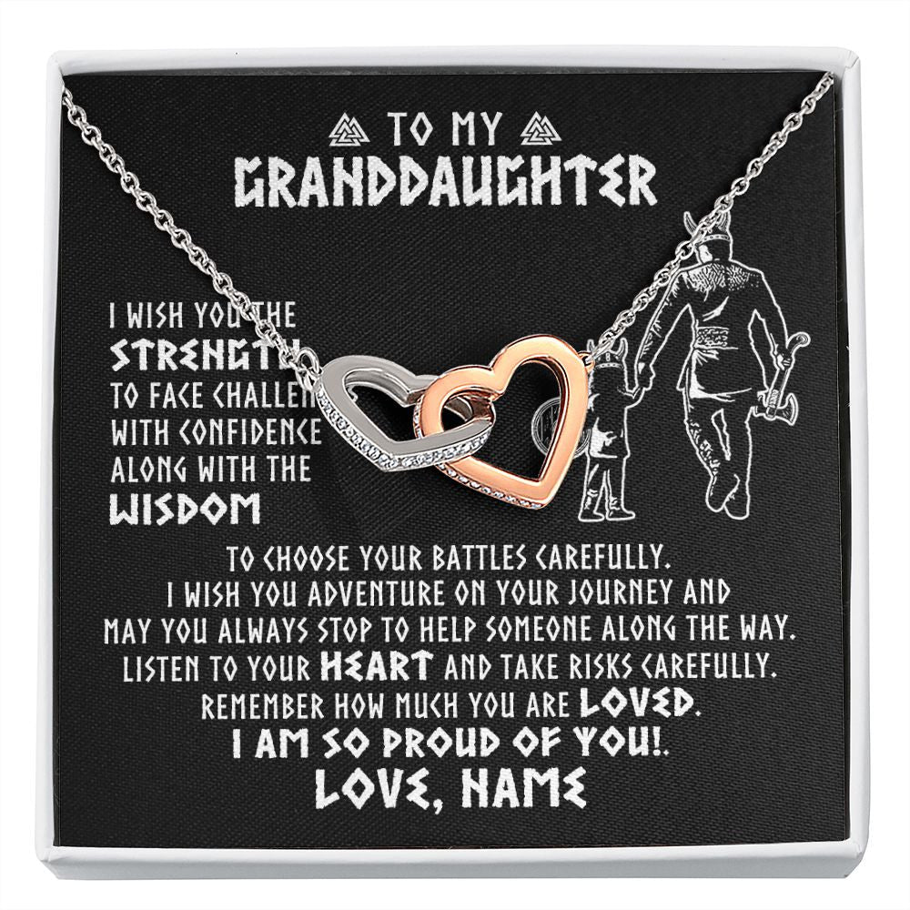 Personalized To My Granddaughter Viking Necklace From Papa Grandpa I Am So Proud Of You Runes Viking Birthday Christmas Customized Gift Box Message Card